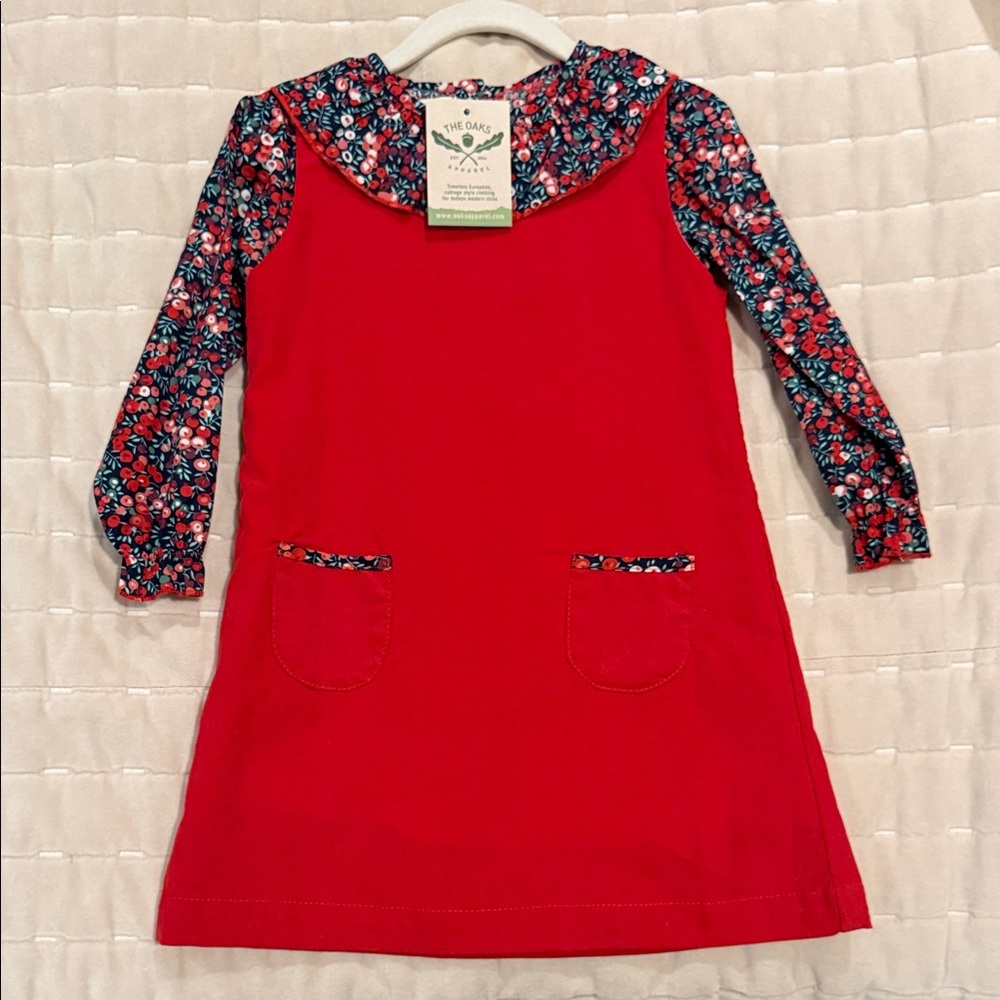 The Oaks Apparel Willow Red & Floral Kids Shirt/Jumper Set